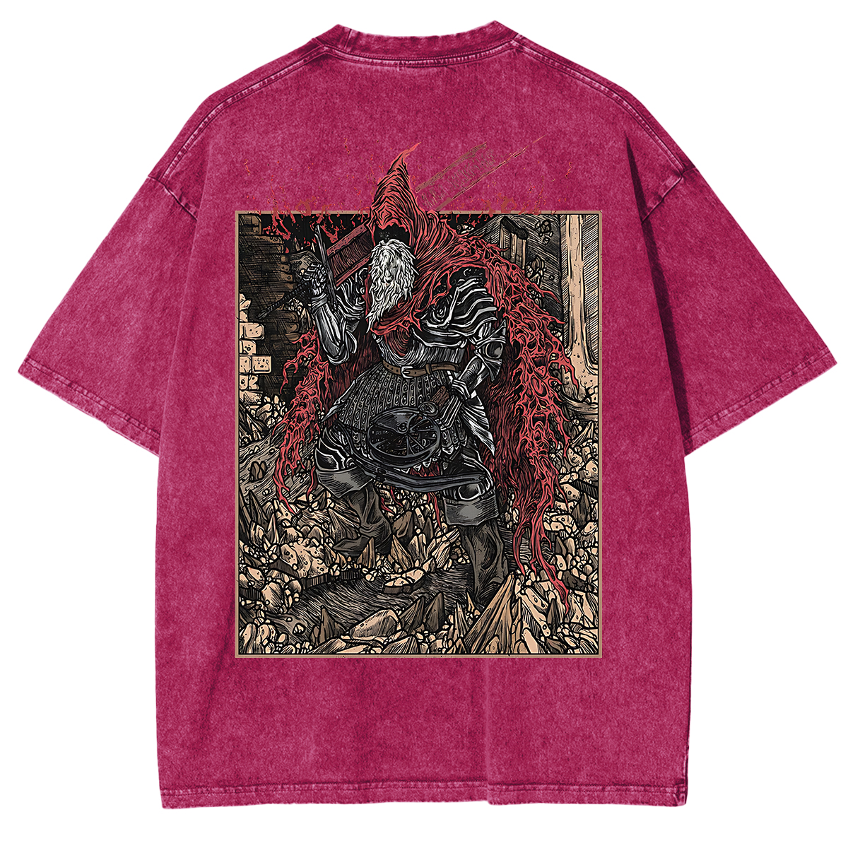 Dark Souls Slave Knight Gael Grim Unisex Washed T-Shirt