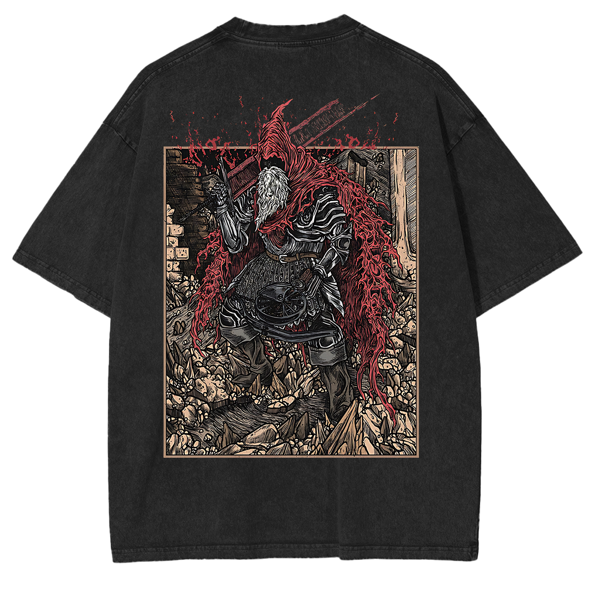 Dark Souls Slave Knight Gael Grim Unisex Washed T-Shirt