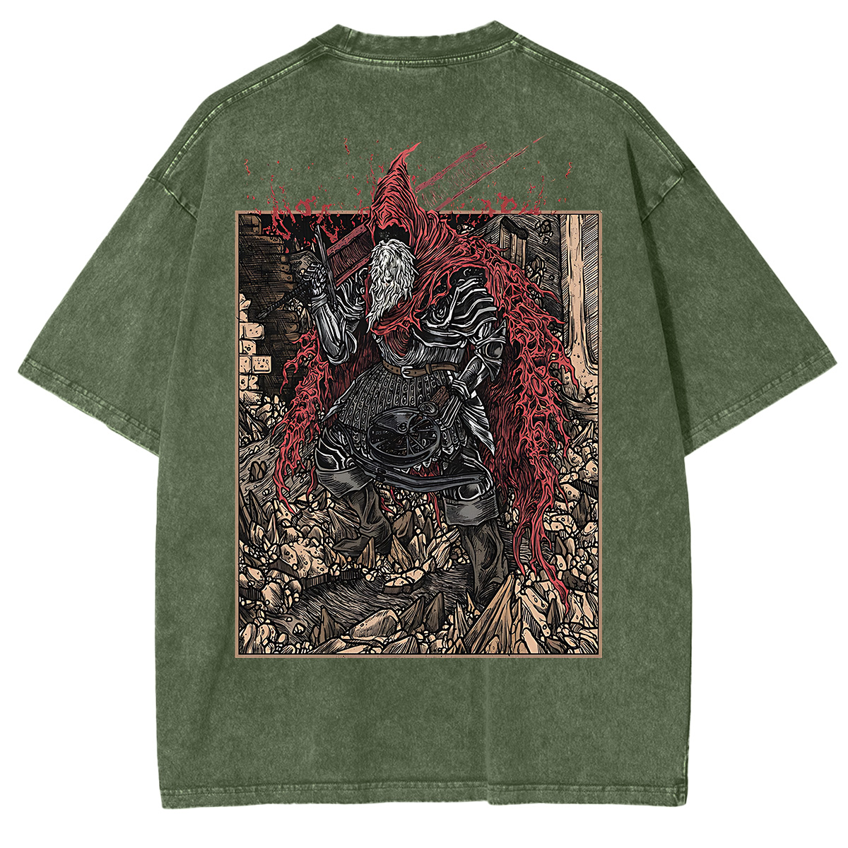 Dark Souls Slave Knight Gael Grim Unisex Washed T-Shirt