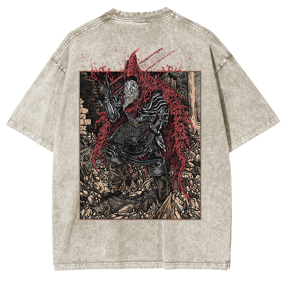 Dark Souls Slave Knight Gael Grim Unisex Washed T-Shirt