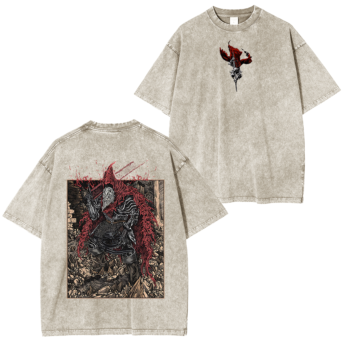 Dark Souls Slave Knight Gael Grim Unisex Washed T-Shirt