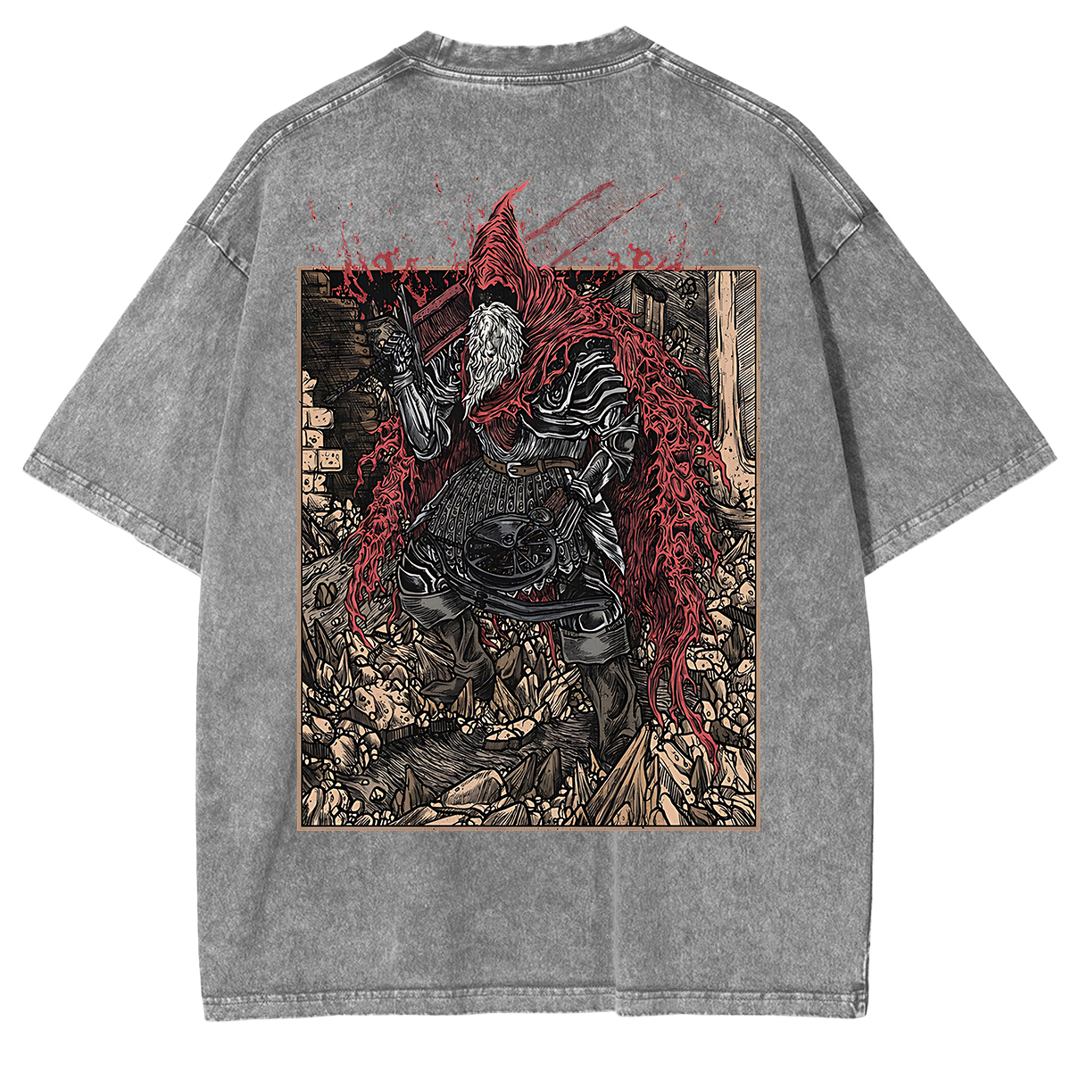 Dark Souls Slave Knight Gael Grim Unisex Washed T-Shirt