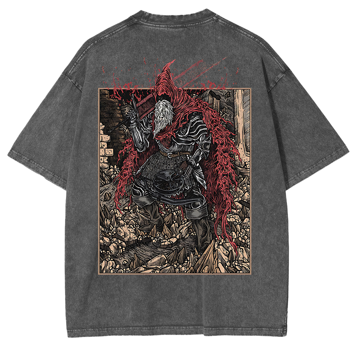 Dark Souls Slave Knight Gael Grim Unisex Washed T-Shirt