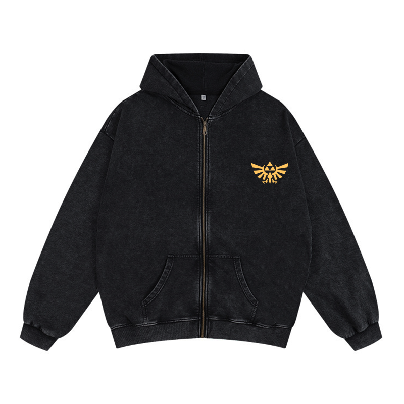 The Legend of Zelda Unisex Washed Zip Up Hoodie