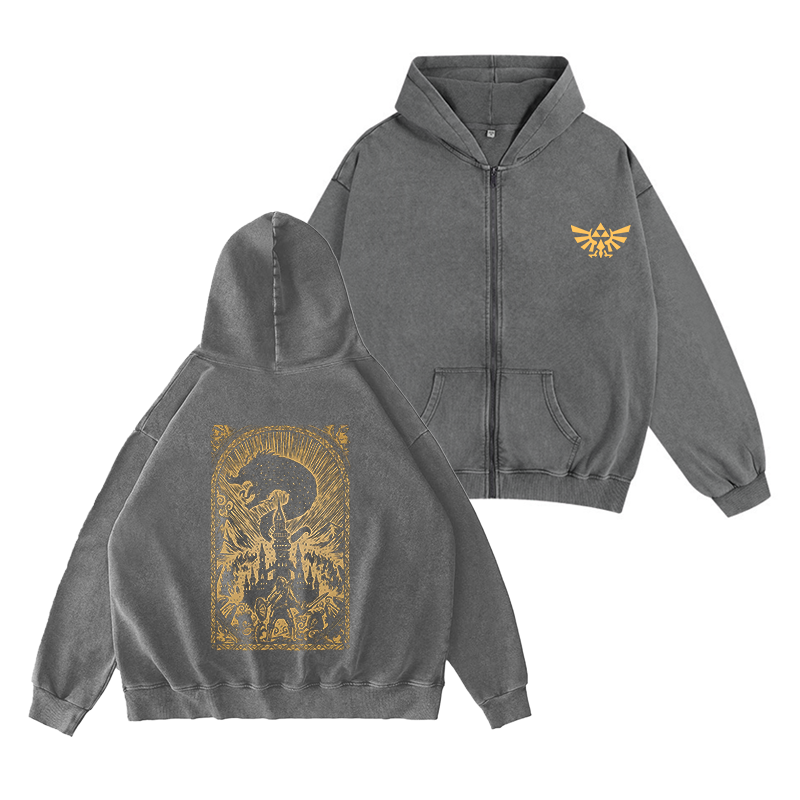 The Legend of Zelda Unisex Washed Zip Up Hoodie