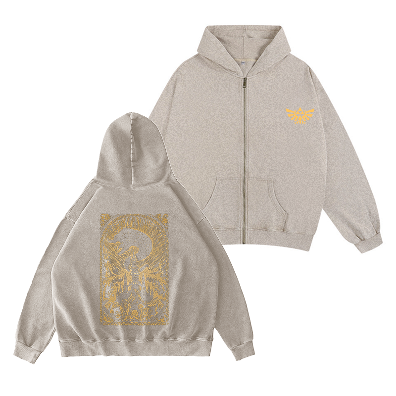 The Legend of Zelda Unisex Washed Zip Up Hoodie