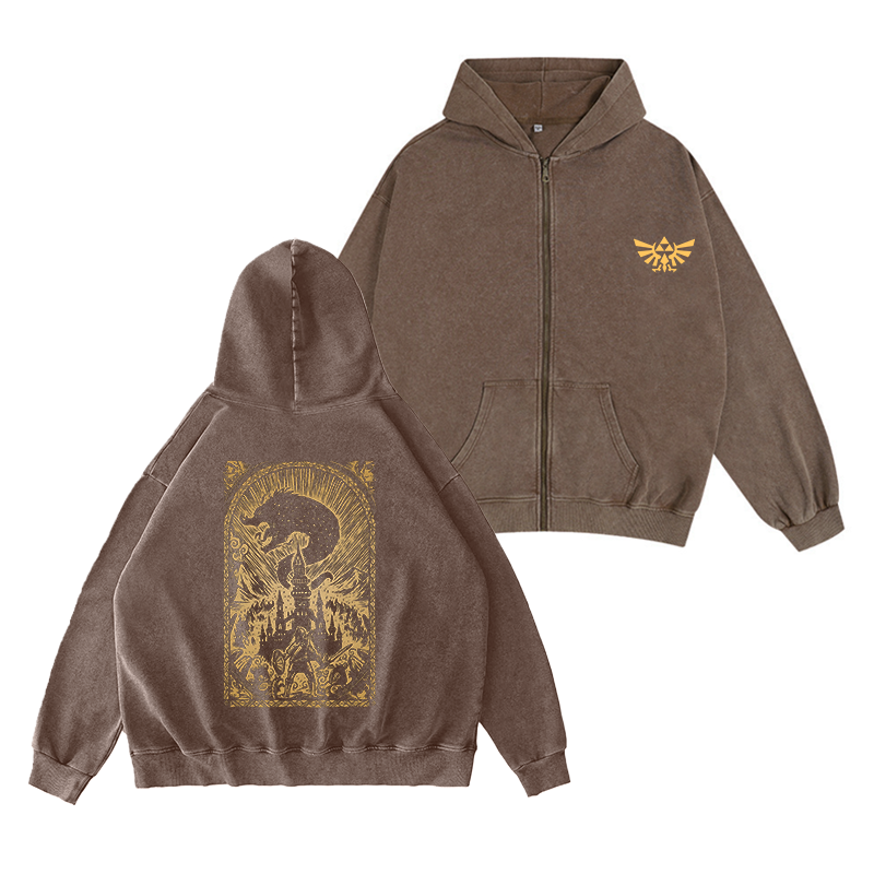 The Legend of Zelda Unisex Washed Zip Up Hoodie