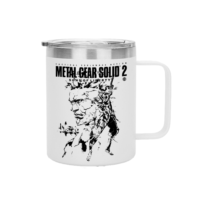 GS2 Snake And Raiden Cover Game Metal Gear Solid Graphic Insulated Portable Coffee Mug with Handle