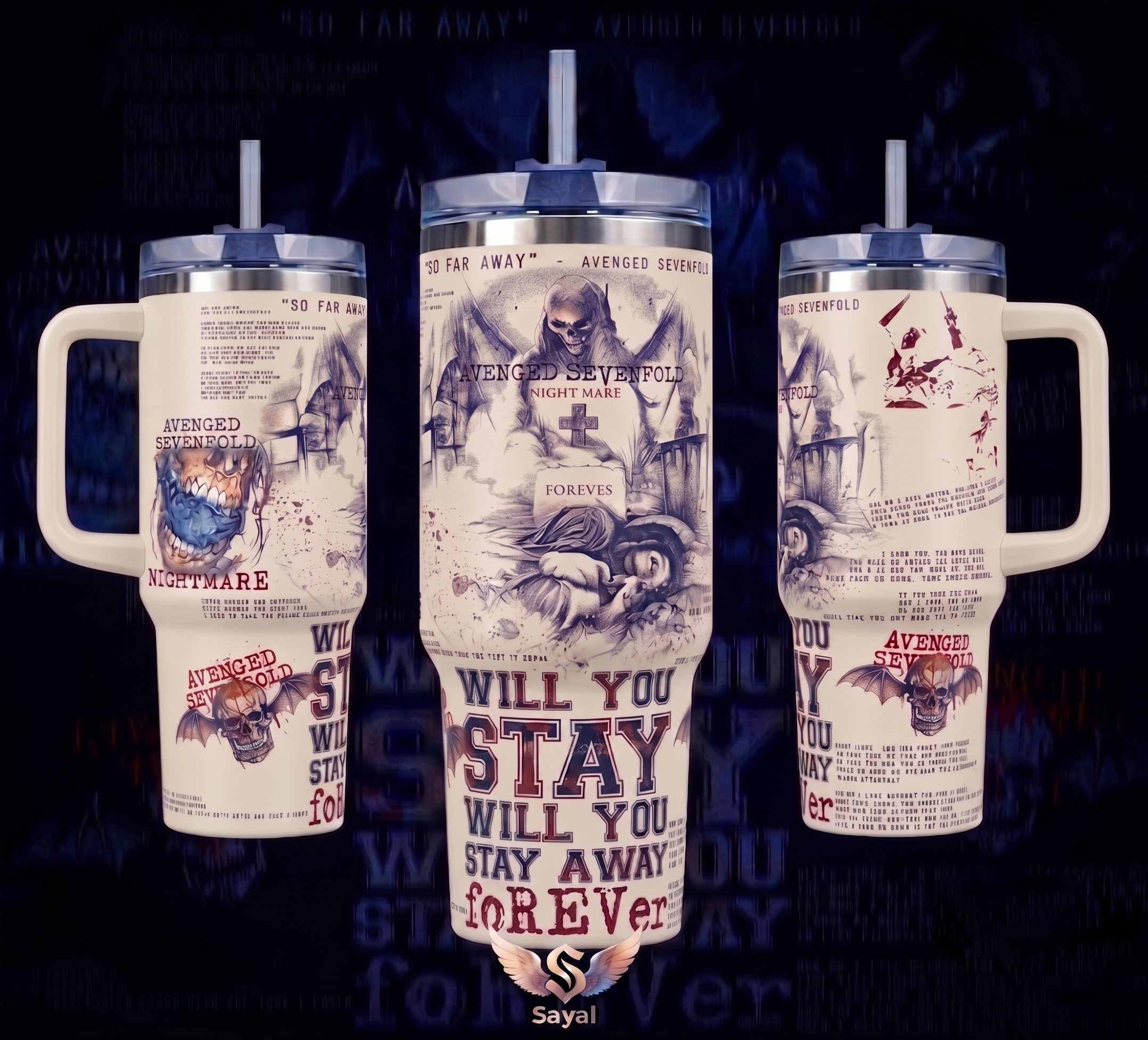Avenged Sevenfold Gothic Flamingo Tumbler