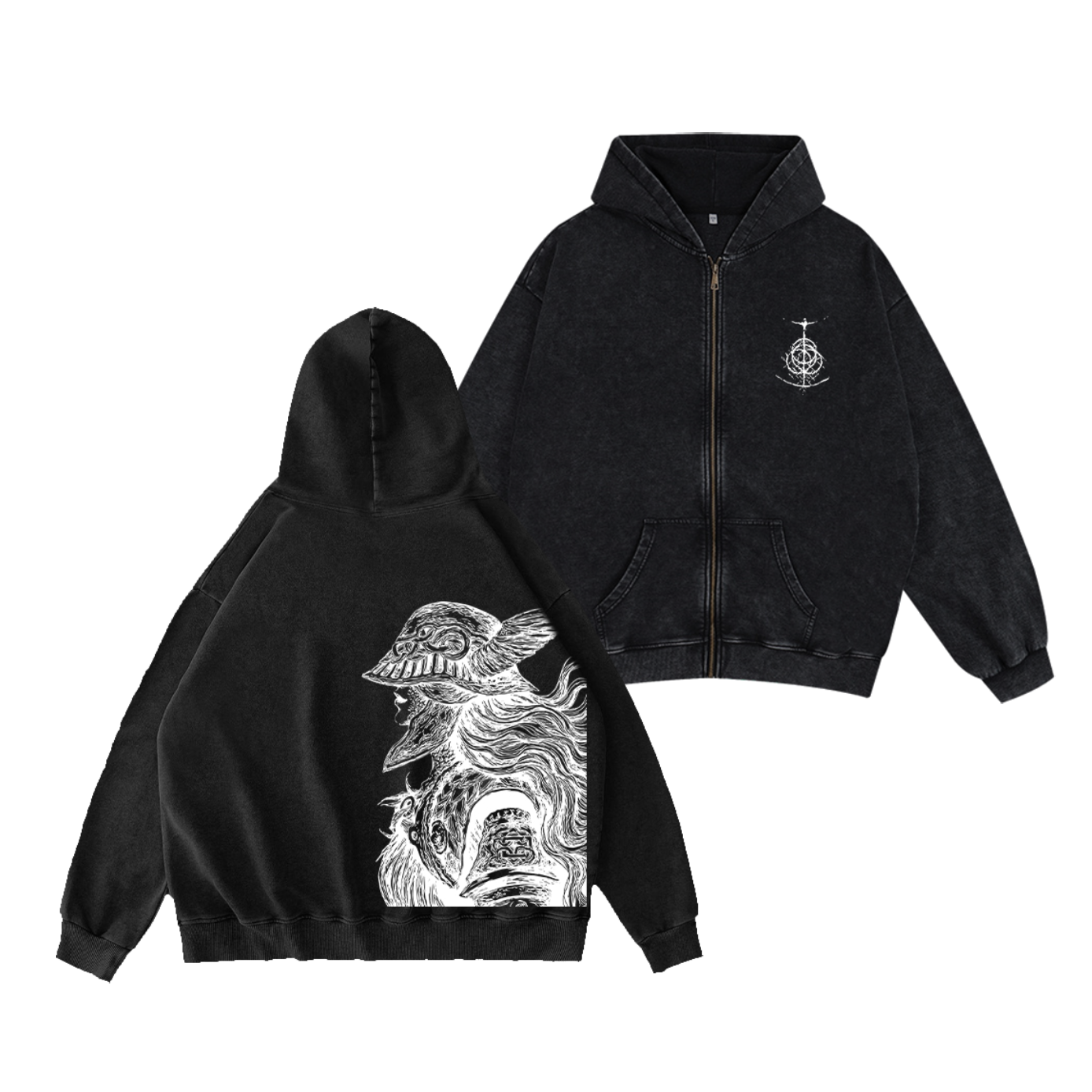 Malenia, blade of miquella Unisex Washed Zip Up Hoodie