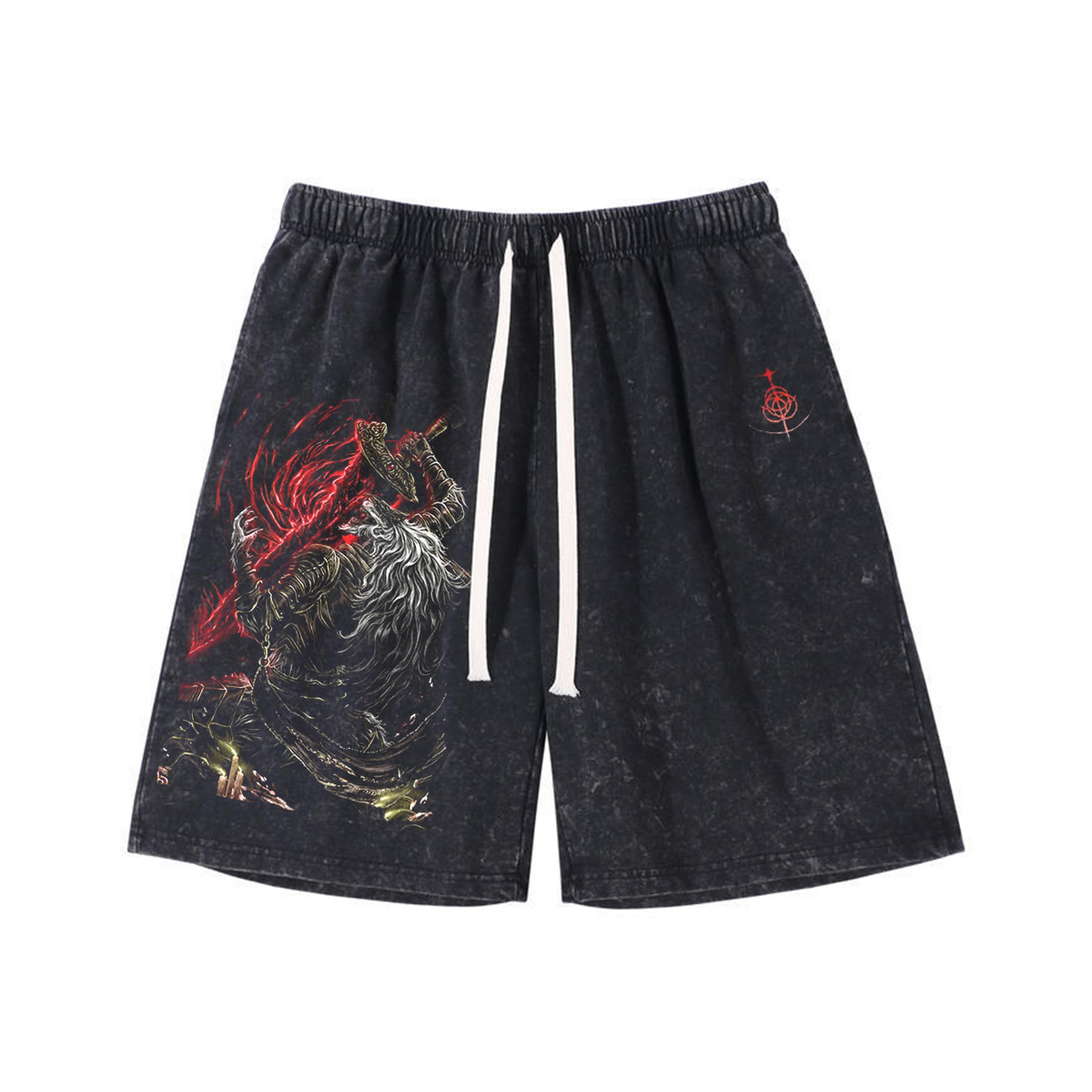 MALIKETH ELDEN RING Retro Washed Shorts Loose Sports Shorts
