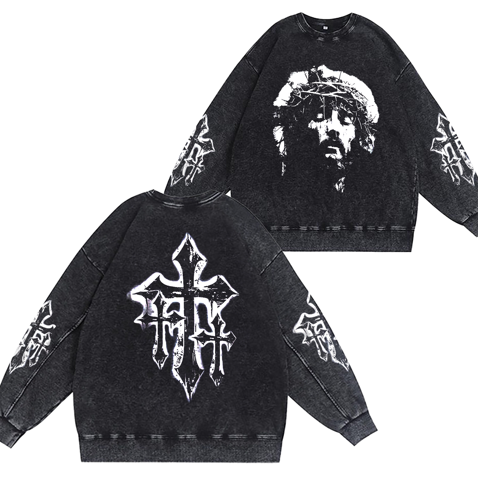 Gothic Jesus Christ Vintage Washed T-shirt/Crewneck/Hoodie