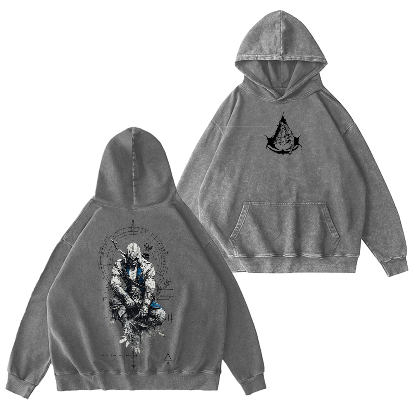Assassins Tattoo Unisex Washed T-Shirt-Back