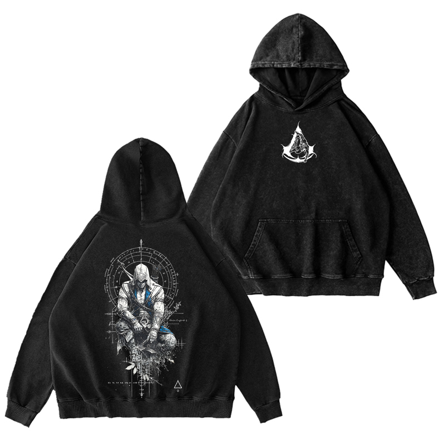 Assassins Tattoo Unisex Washed T-Shirt-Back