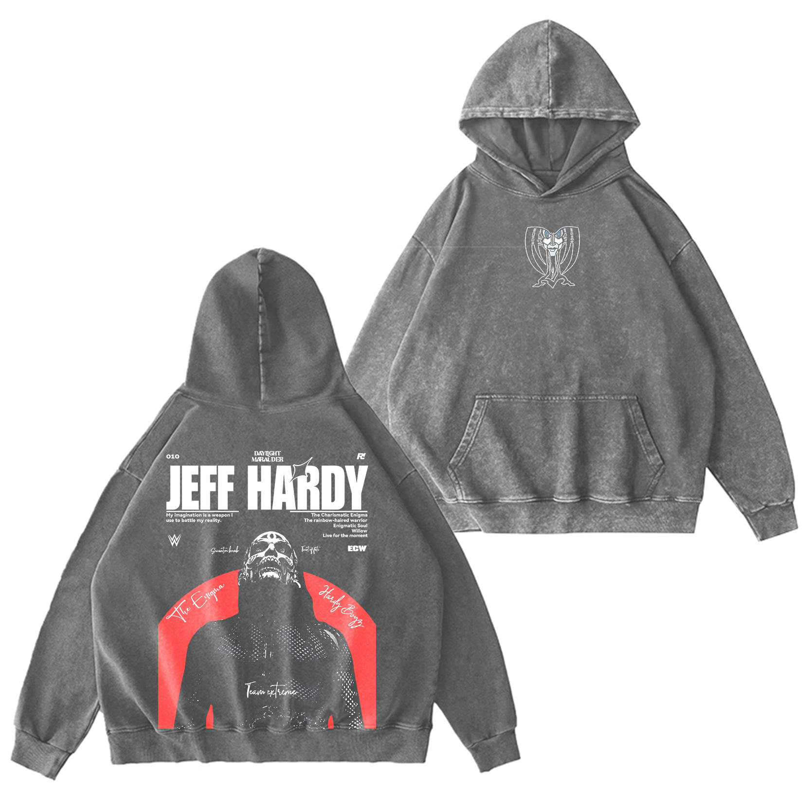 Jeff Hardy Enigma Vintage Wrestling Unisex Washed Hoodie