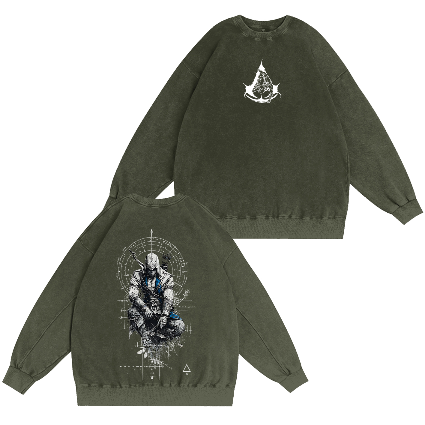Assassins Tattoo Unisex Washed T-Shirt-Back
