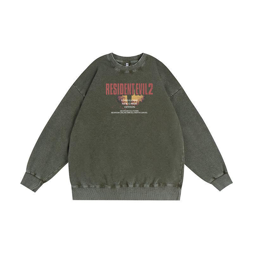 Resident Evil 2 Unisex Washed Crewneck Sweatshirt