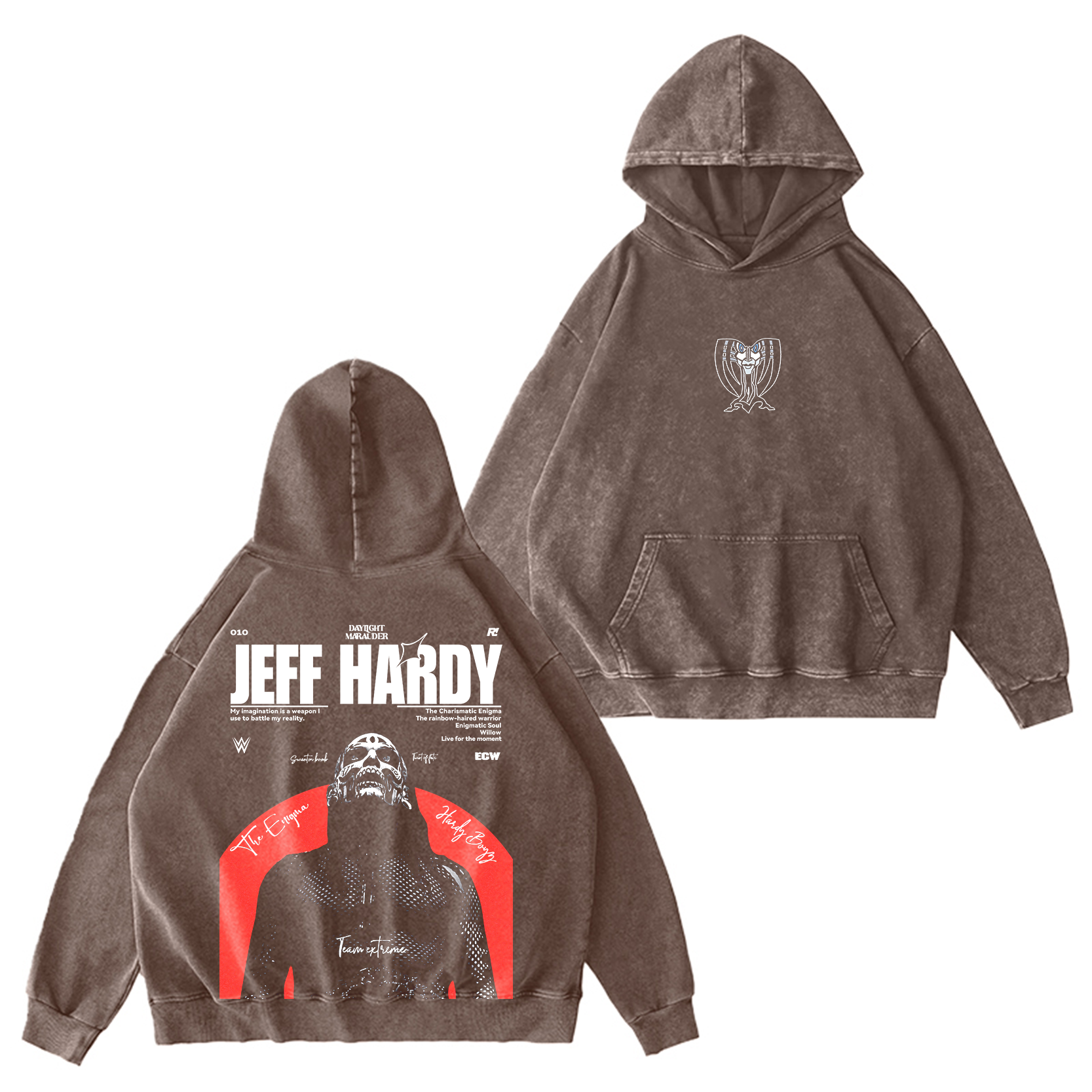 Jeff Hardy Enigma Vintage Wrestling Unisex Washed Hoodie