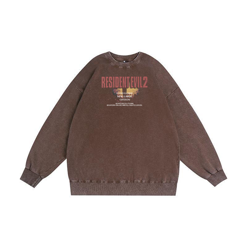Resident Evil 2 Unisex Washed Crewneck Sweatshirt