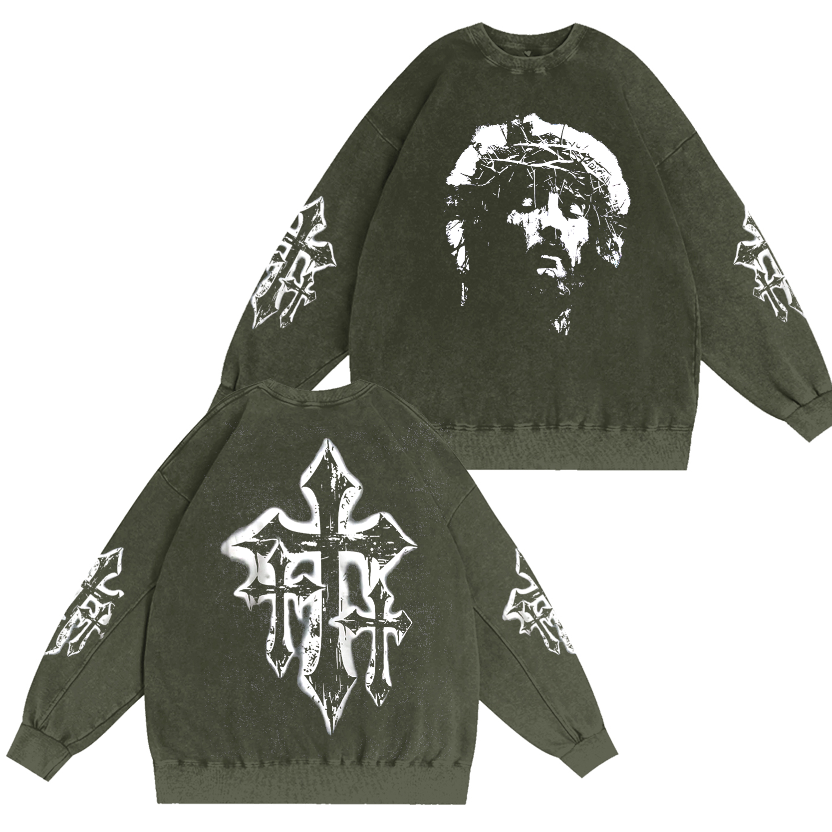 Gothic Jesus Christ Vintage Washed T-shirt/Crewneck/Hoodie