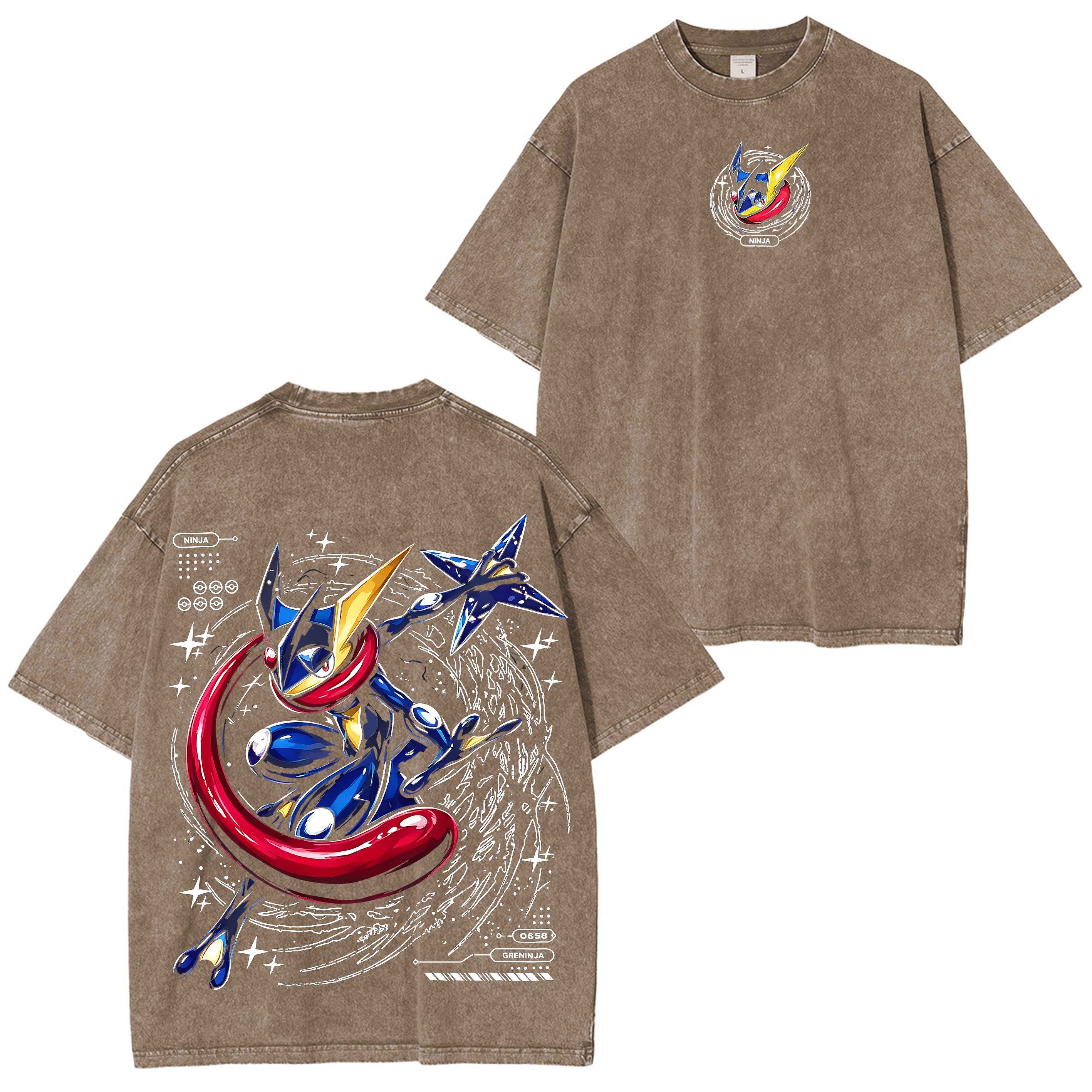 Retro Greninja Pokemon Anime Washed T-shirt/Crewneck/Hoodie