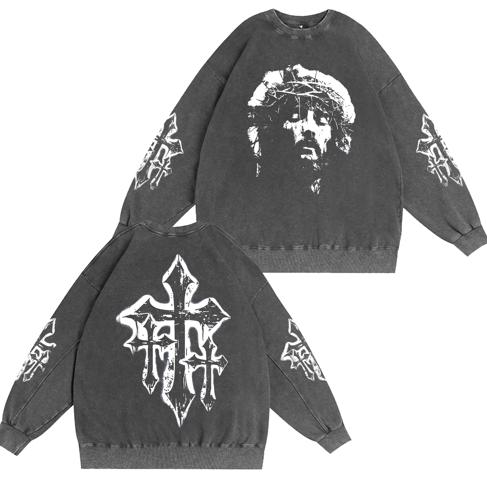 Gothic Jesus Christ Vintage Washed T-shirt/Crewneck/Hoodie