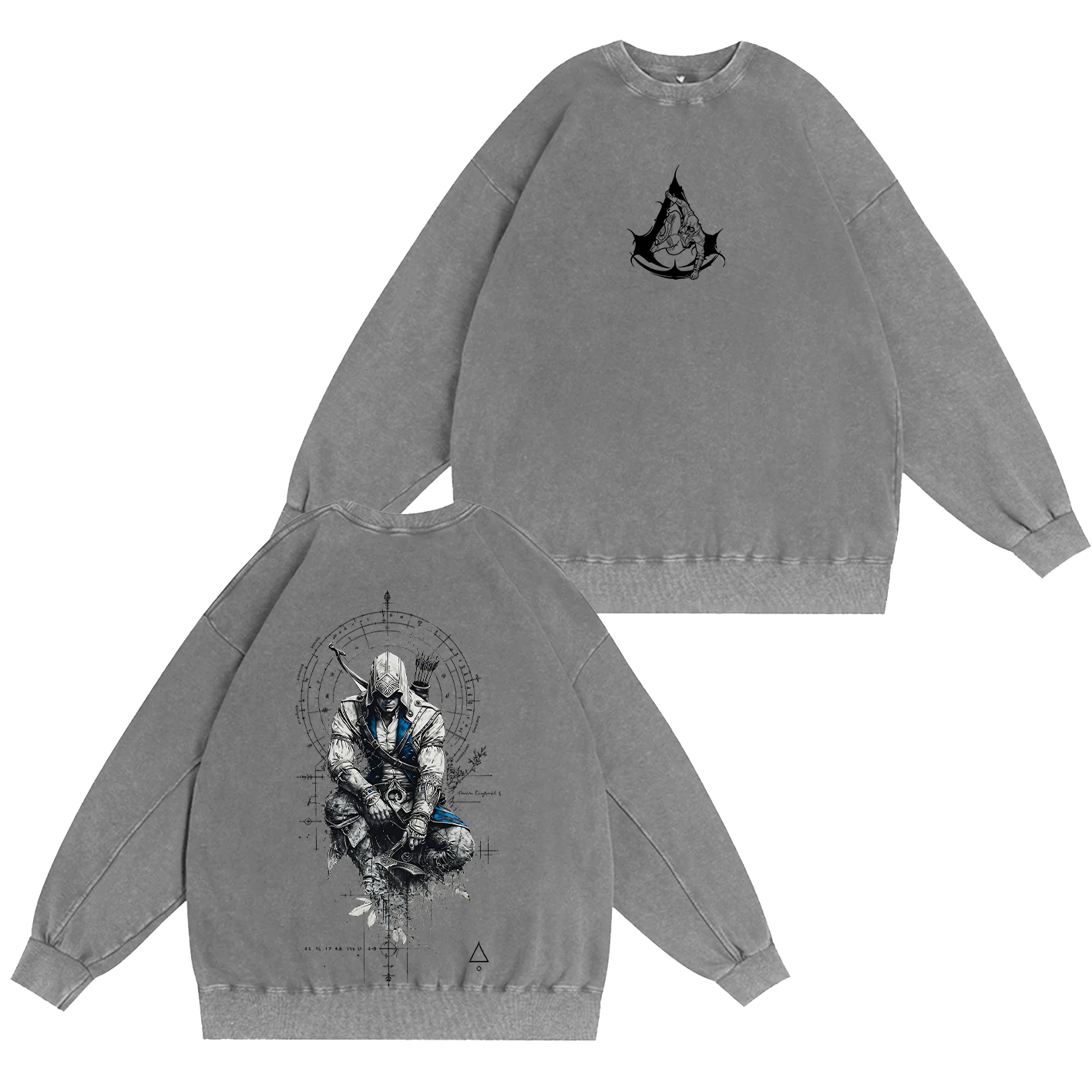 Assassins Tattoo Unisex Washed T-Shirt-Back