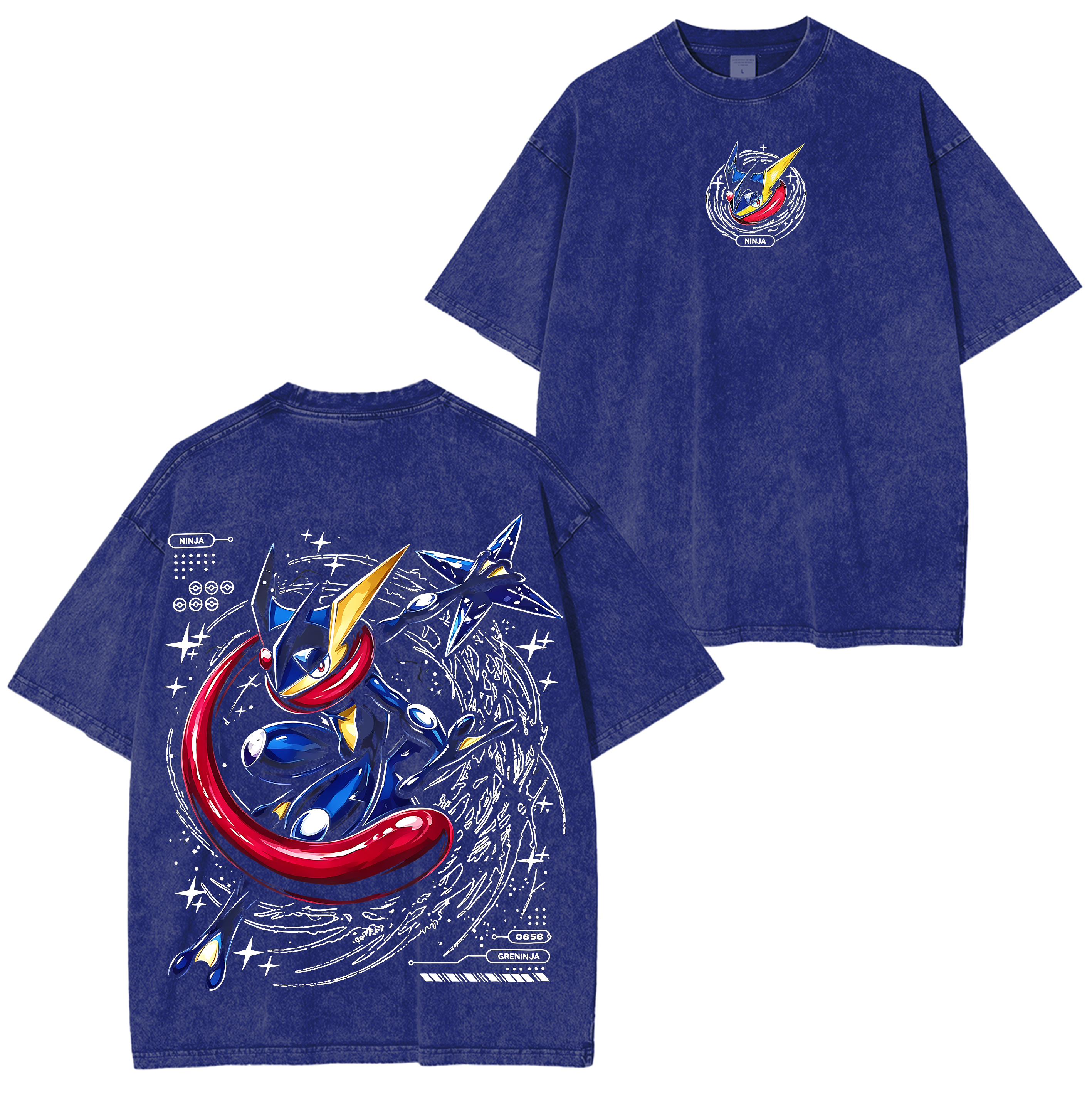 Retro Greninja Pokemon Anime Washed T-shirt/Crewneck/Hoodie