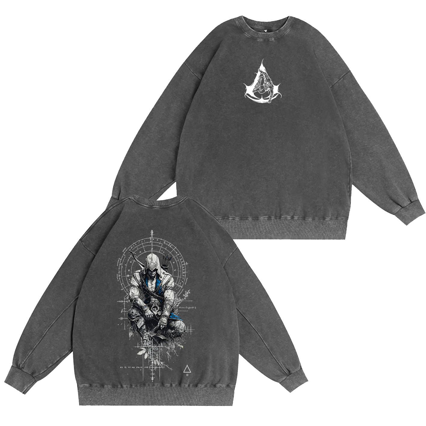 Assassins Tattoo Unisex Washed T-Shirt-Back