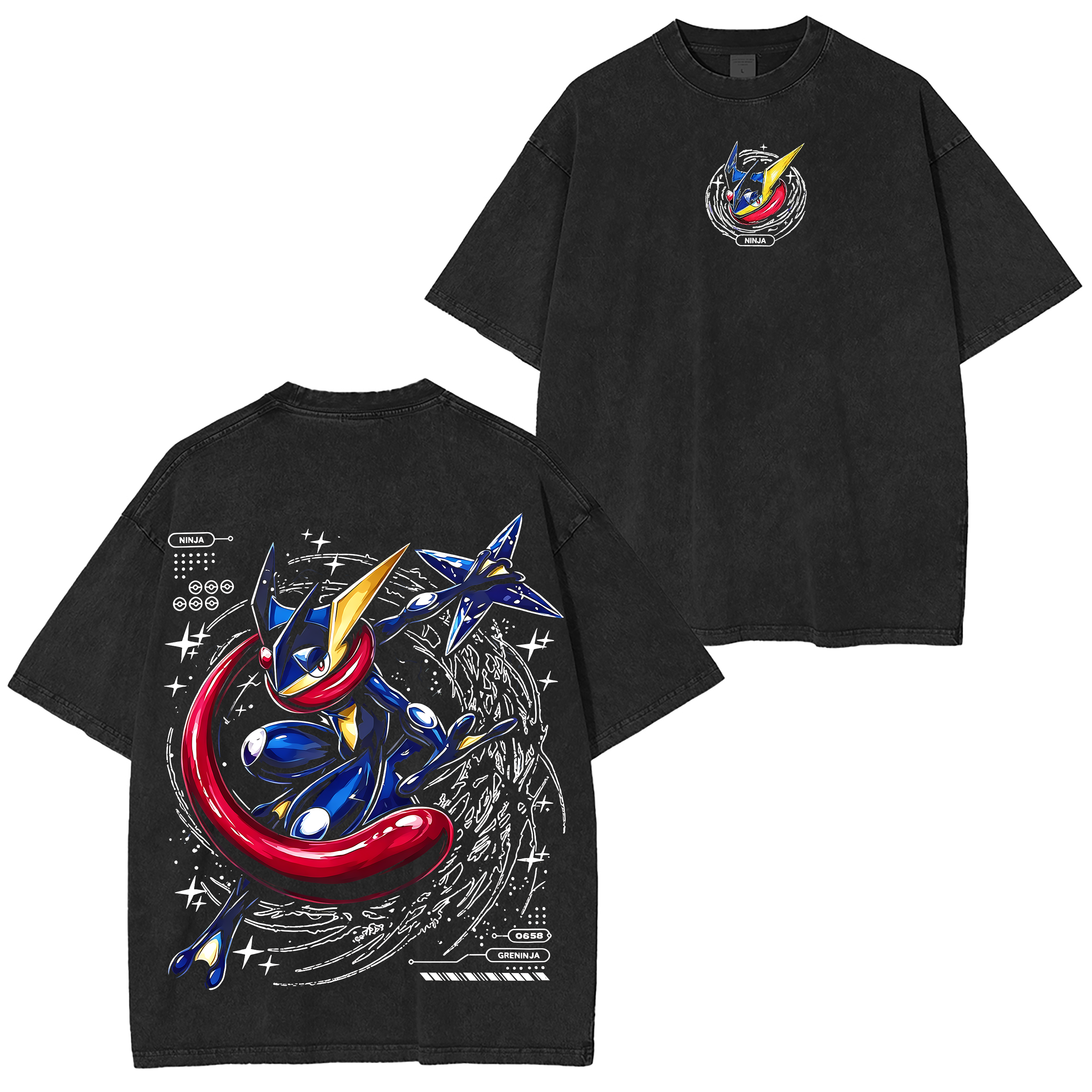 Retro Greninja Pokemon Anime Washed T-shirt/Crewneck/Hoodie
