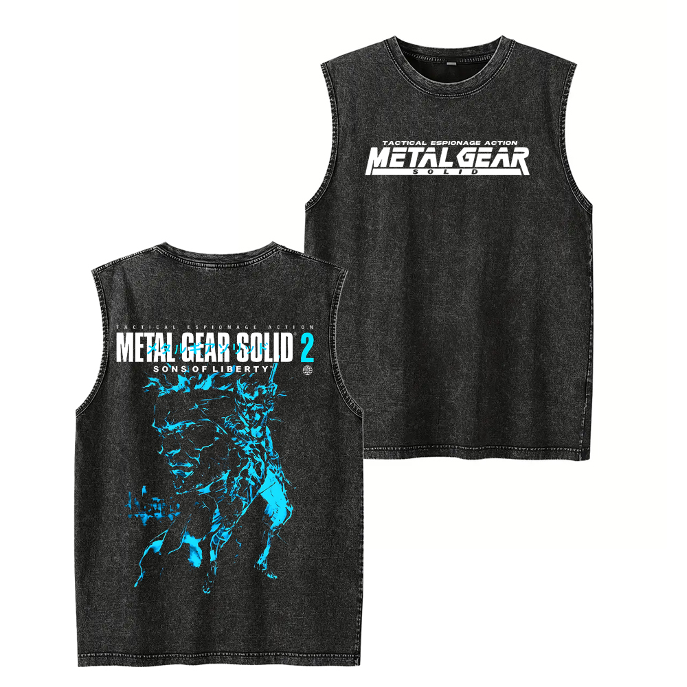 GS2 Snake And Raiden Cover Game Metal Gear Solid Graphic Unisex Washed Tank Top
