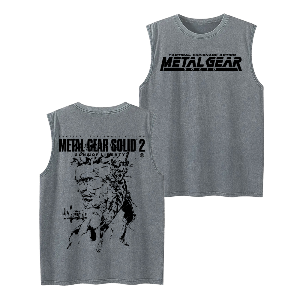 GS2 Snake And Raiden Cover Game Metal Gear Solid Graphic Unisex Washed Tank Top