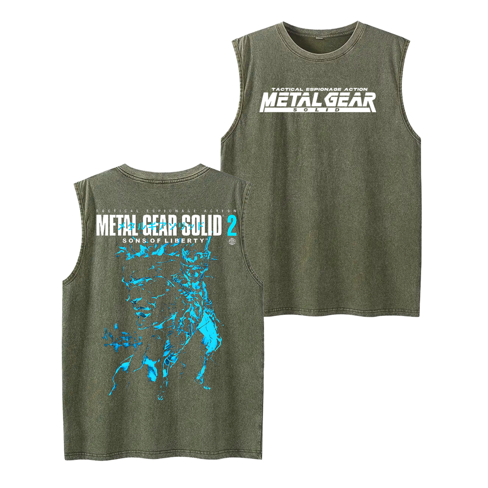 GS2 Snake And Raiden Cover Game Metal Gear Solid Graphic Unisex Washed Tank Top