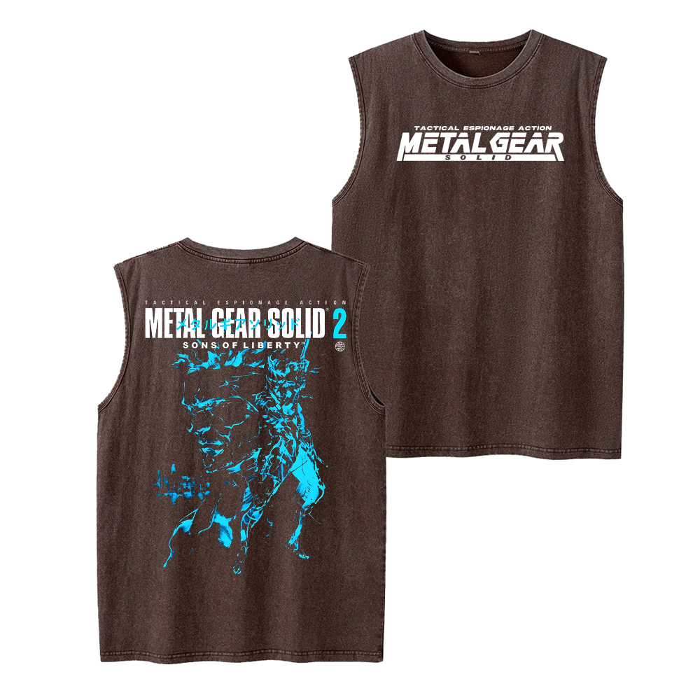 GS2 Snake And Raiden Cover Game Metal Gear Solid Graphic Unisex Washed Tank Top