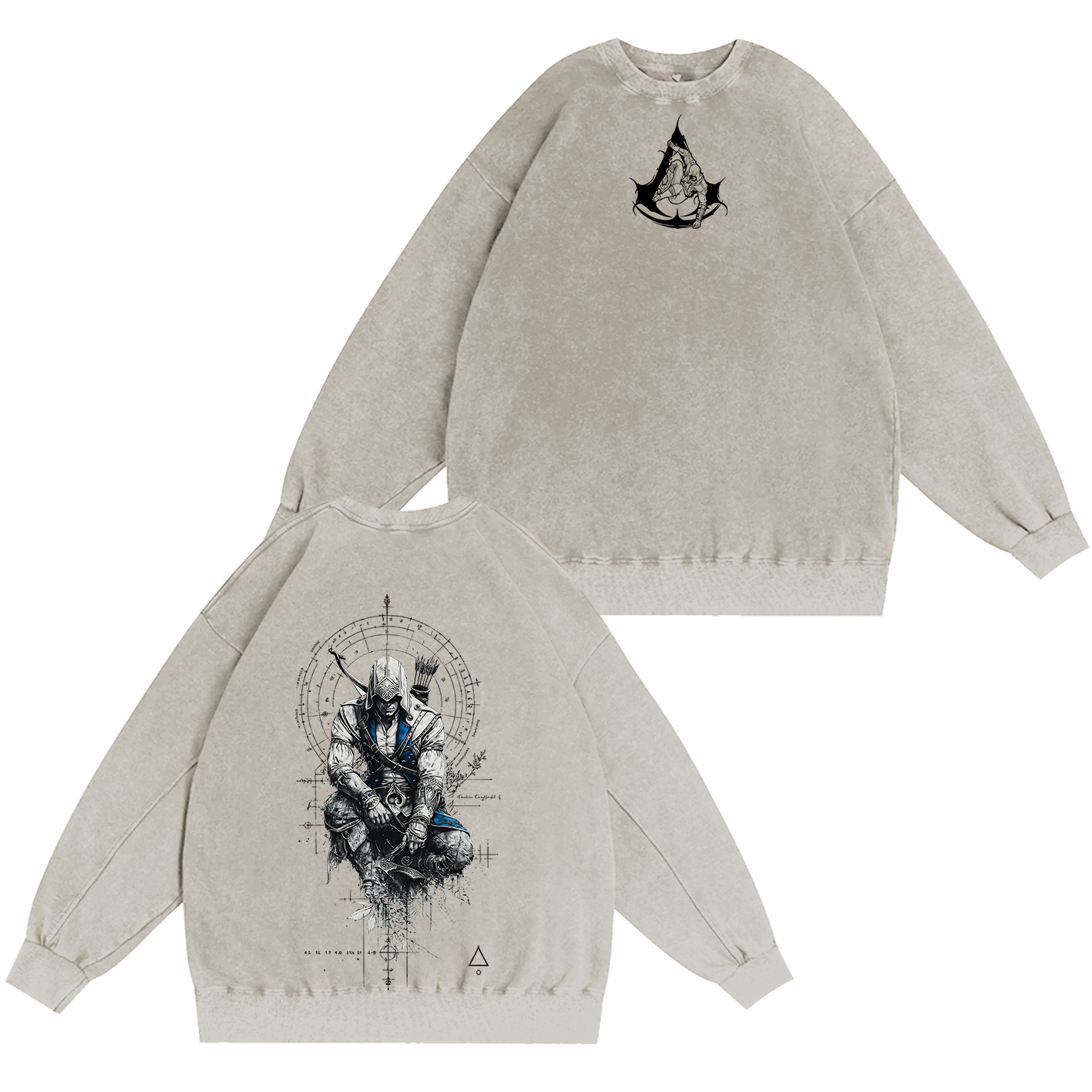 Assassins Tattoo Unisex Washed T-Shirt-Back