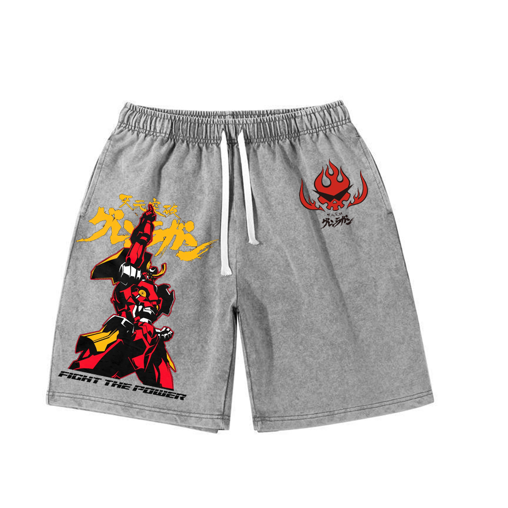 Gurren Lagann Washed Shorts Loose Sports Shorts