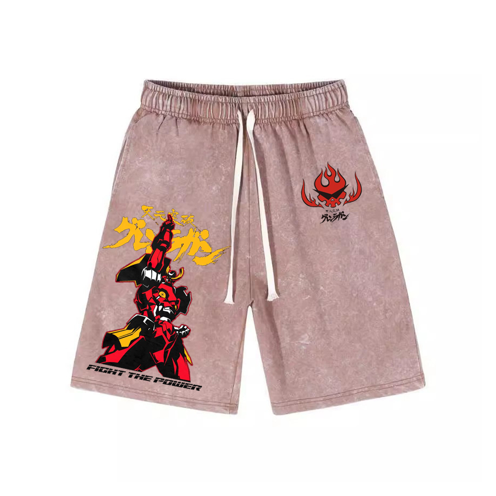 Gurren Lagann Washed Shorts Loose Sports Shorts