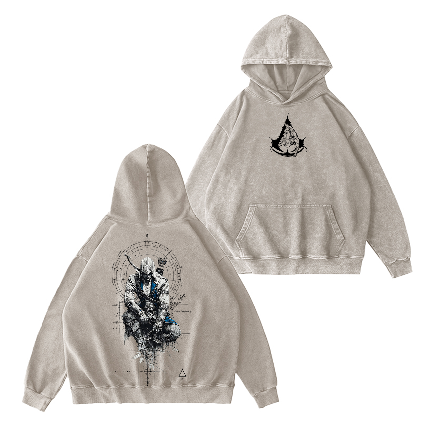 Assassins Tattoo Unisex Washed T-Shirt-Back