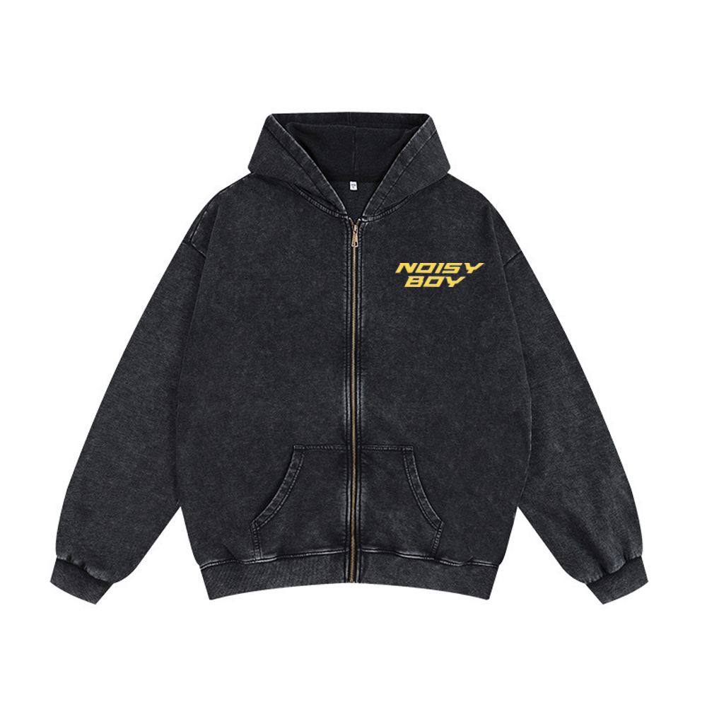 Noisy Boy Unisex Washed Zip Up Hoodie