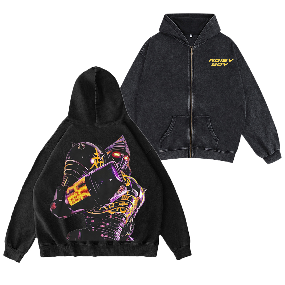 Noisy Boy Unisex Washed Zip Up Hoodie