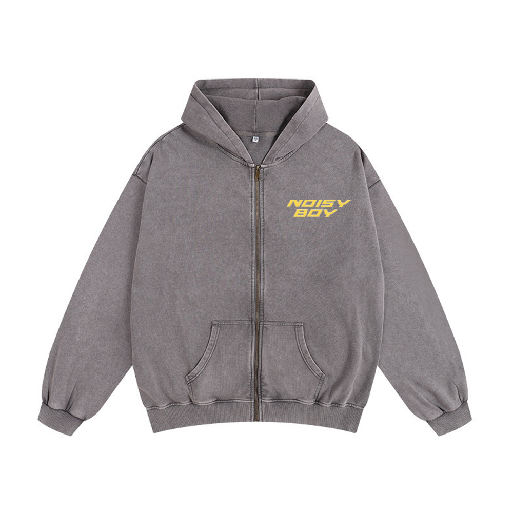 Noisy Boy Unisex Washed Zip Up Hoodie