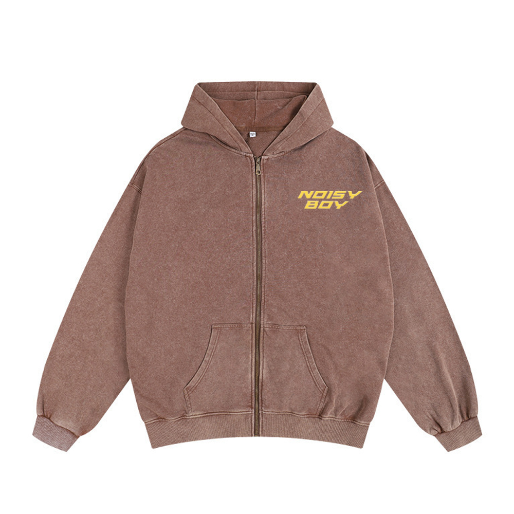 Noisy Boy Unisex Washed Zip Up Hoodie