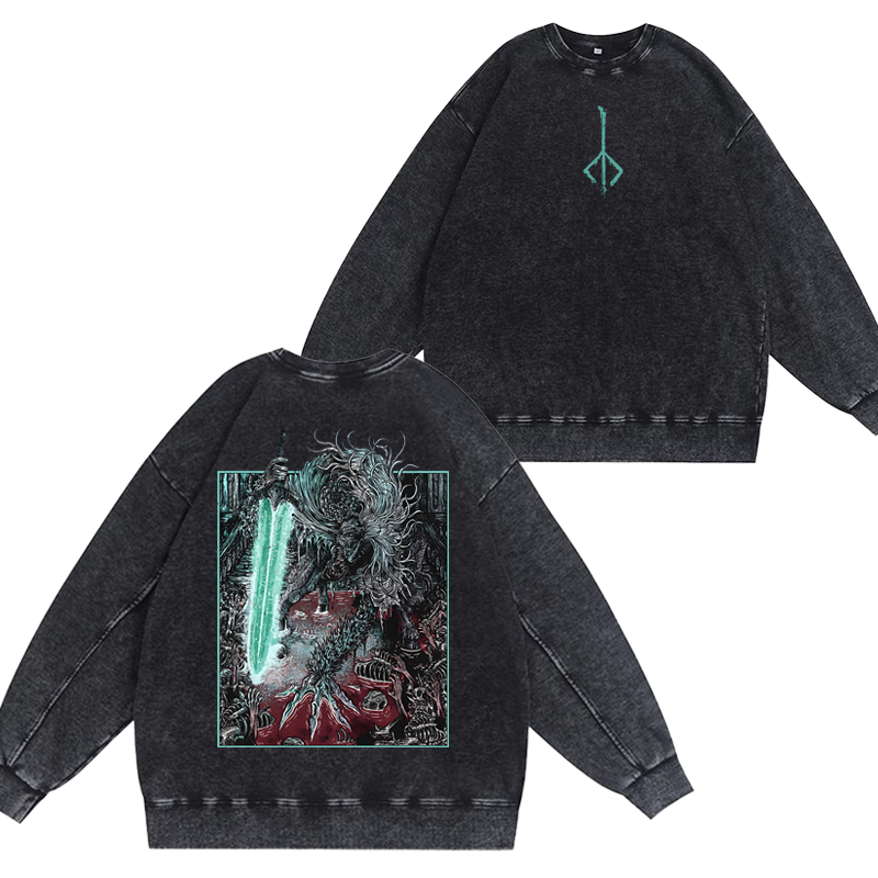 Bloodborne Ludwig The Accursed Holy Blade Grim Unisex Washed Crewneck Sweatshirt