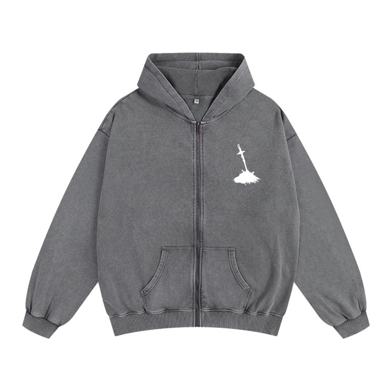Dark Soul v2 Unisex Washed Zip Up Hoodie