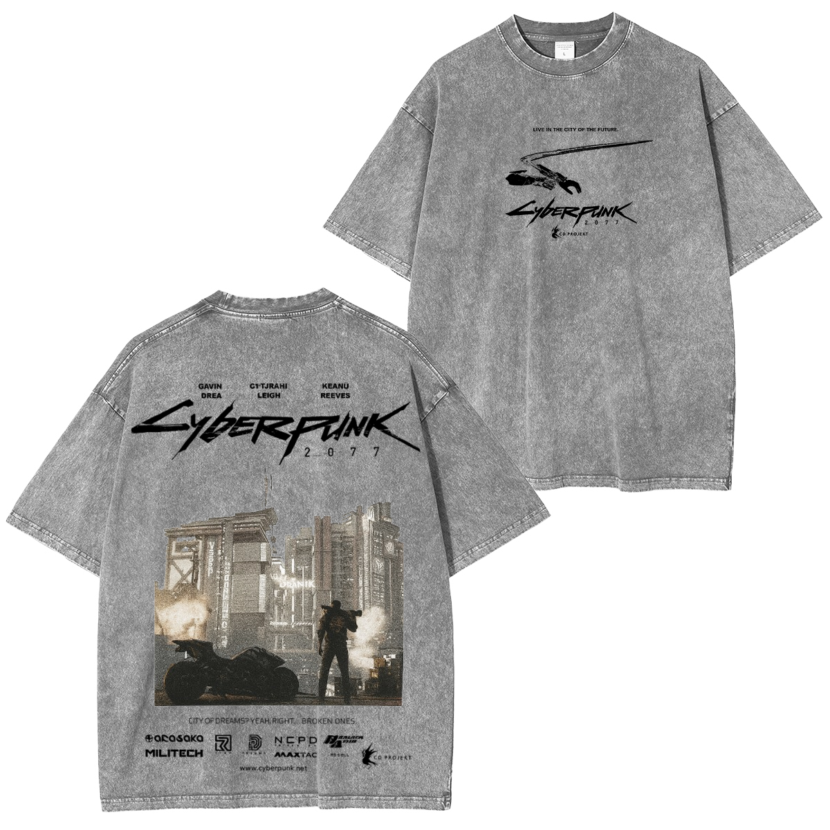 Step into the future with the Cyberpunk Vintage Unisex Washed T-Shirt