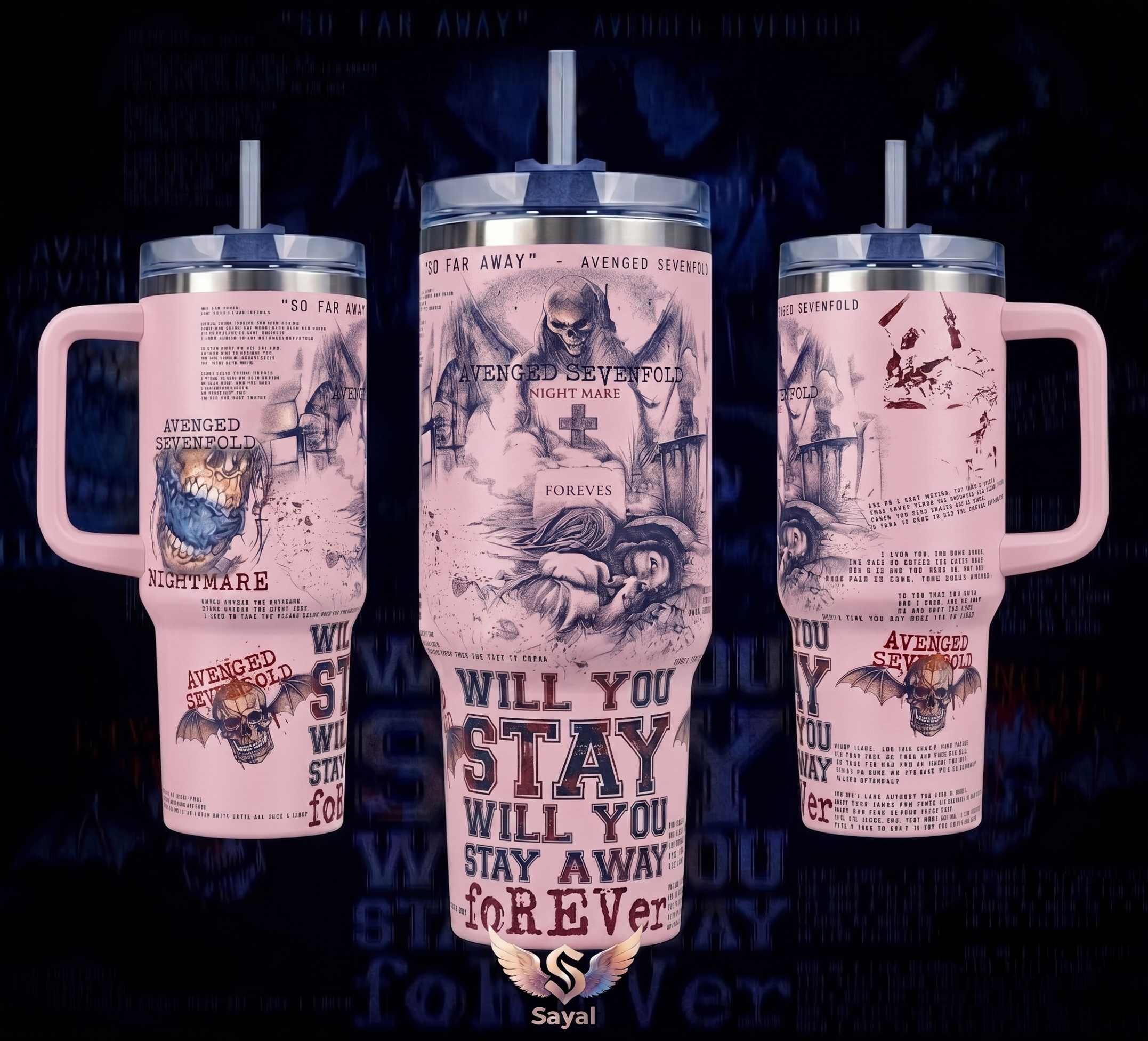 Avenged Sevenfold Gothic Flamingo Tumbler