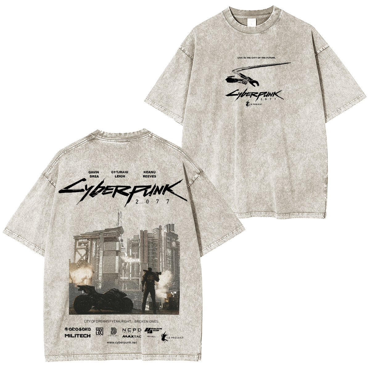 Step into the future with the Cyberpunk Vintage Unisex Washed T-Shirt