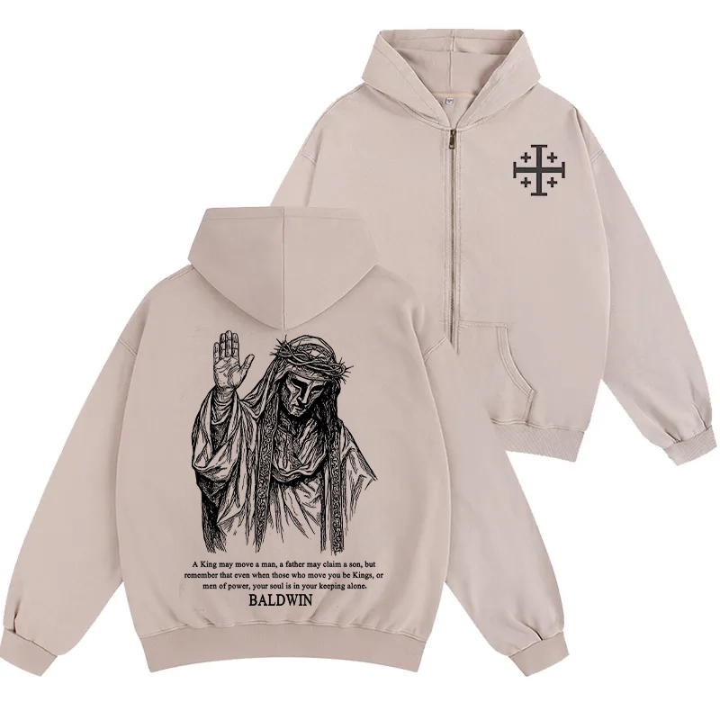 Baldwin IV never gave in to illness King of Jerusalem Unisex Washed Zip Up Hoodie