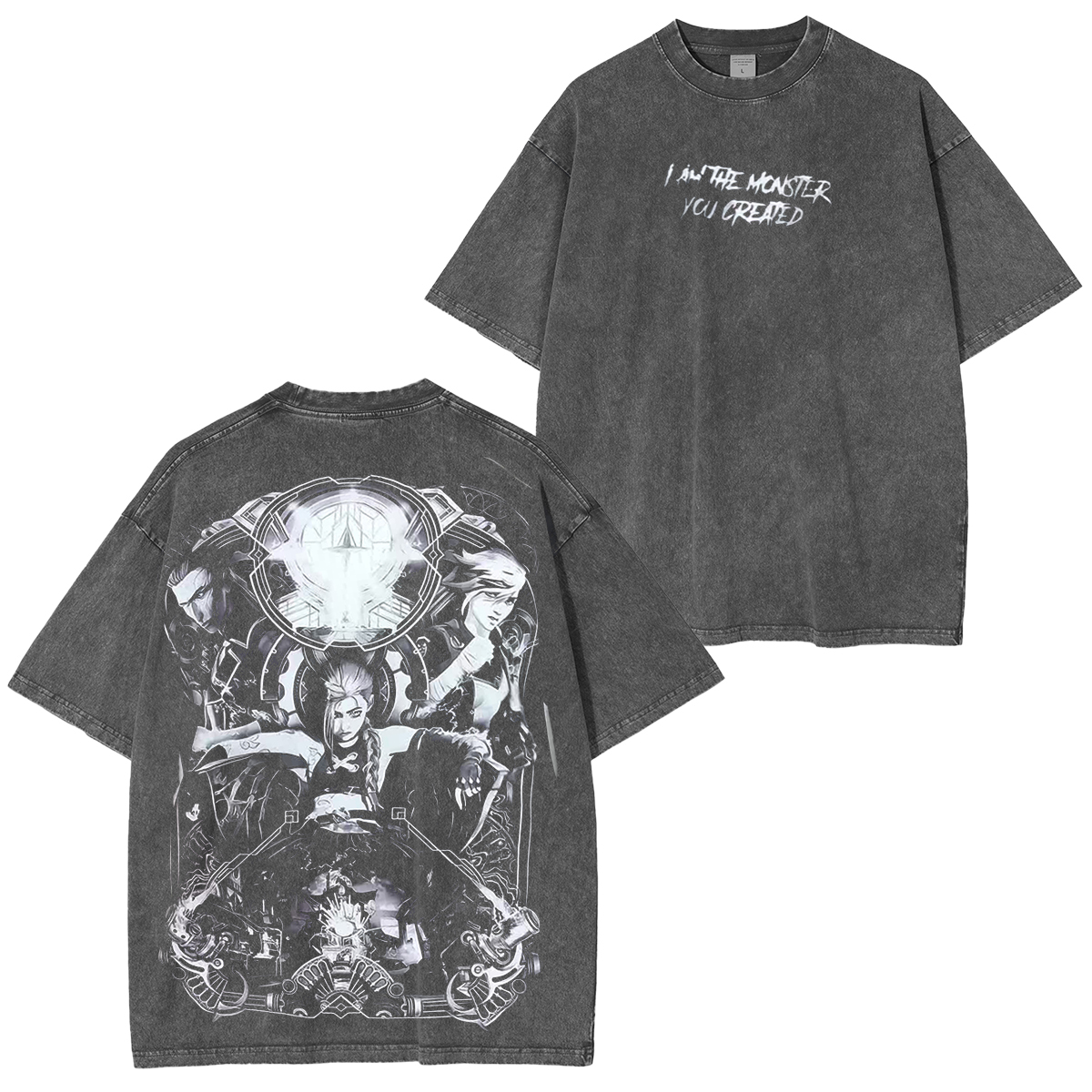 Jinx from Arcane LoL & Riot Games fans Vintage Unisex Washed T-Shirt