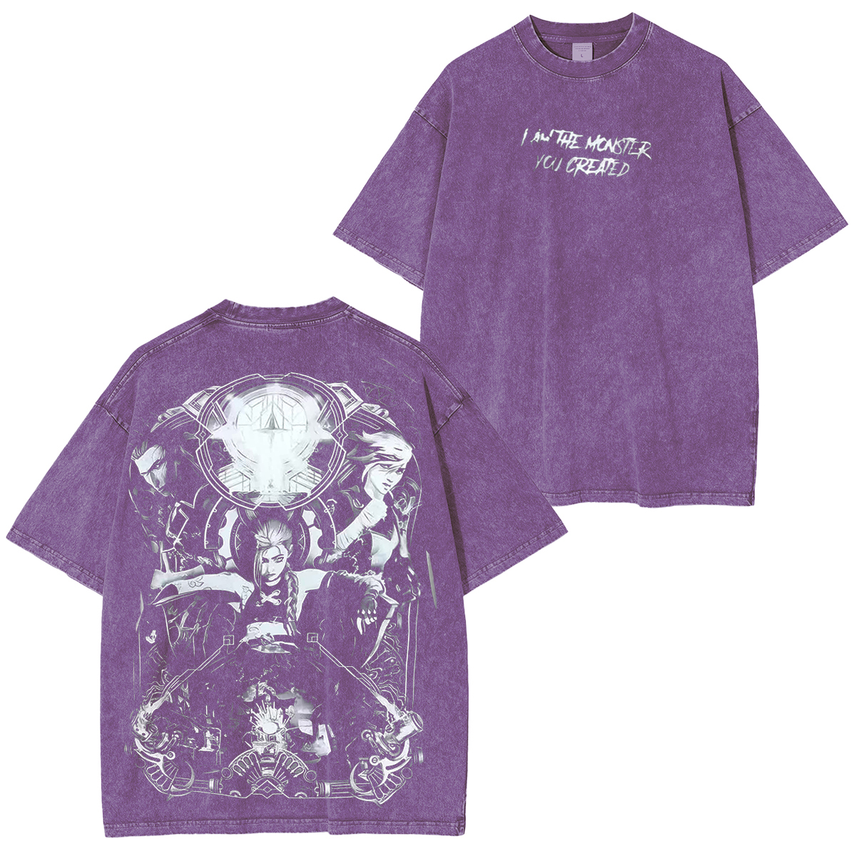 Jinx from Arcane LoL & Riot Games fans Vintage Unisex Washed T-Shirt